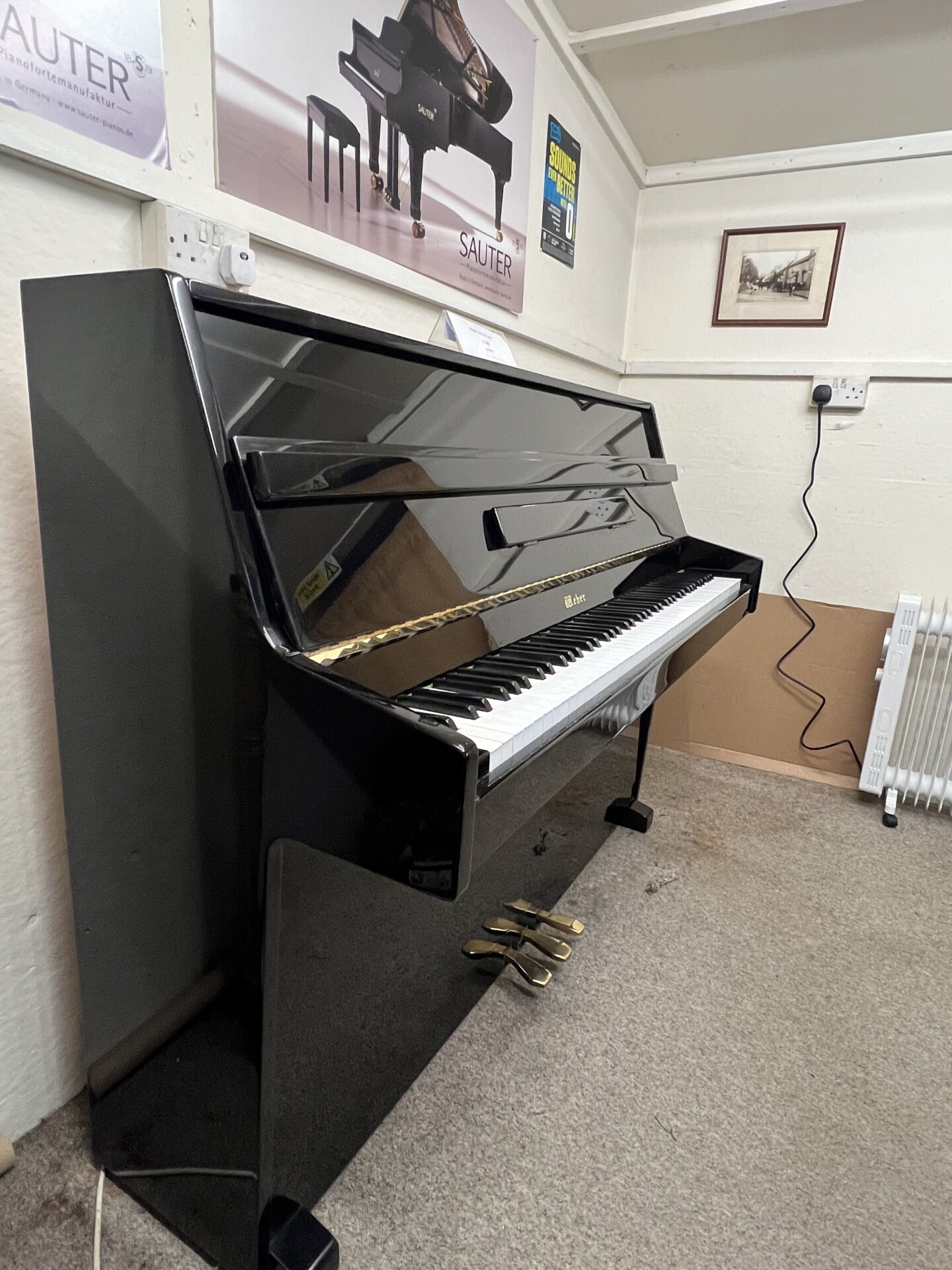 Weber Upright Piano – High Gloss Black Finish - Image 3